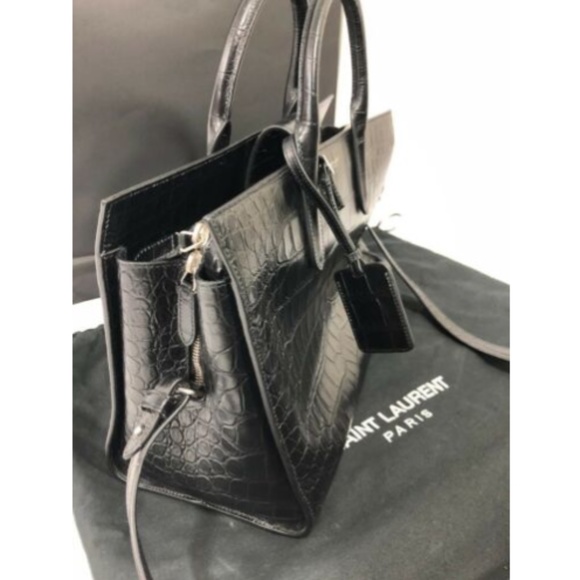 Yves Saint Laurent YSL Hand Bag Tote Purse Black - Picture 11 of 12